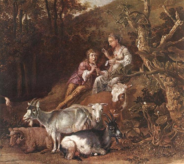 POTTER, Paulus Landscape with Shepherdess Shepherd Playing Flute (detail) ad